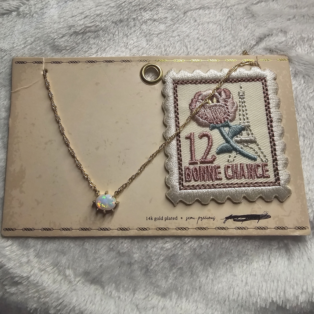 14K Gold Plated Opal Necklace NWT FREE PEOPLE
